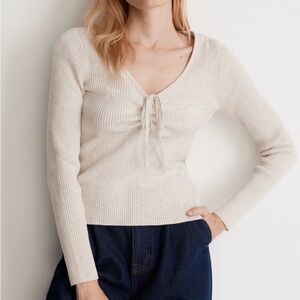 Madewell Cream Long Sleeve Ribbed Top